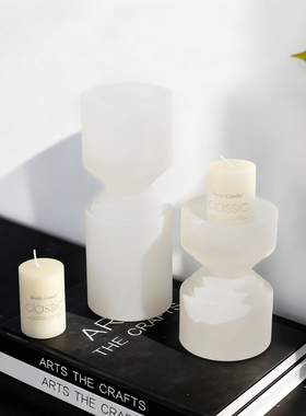 侘寂风大理石云石烛台装饰摆件