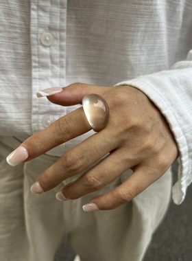 欧美饰品冰透晕染彩色树脂戒指Ring简约不掉色宽面素戒指环女