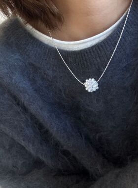 ins风简约项链拉丝水滴虎眼石珍珠球项链新品简约小众极简锁骨链