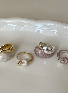 高级感晕染纹理珐琅开口戒指女小众独特个性时尚气质百搭指环戒子