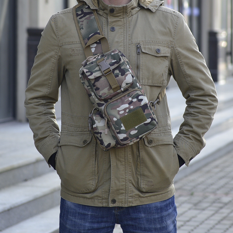 户外战术胸包男多功能迷彩单肩包 百牧林男士包袋