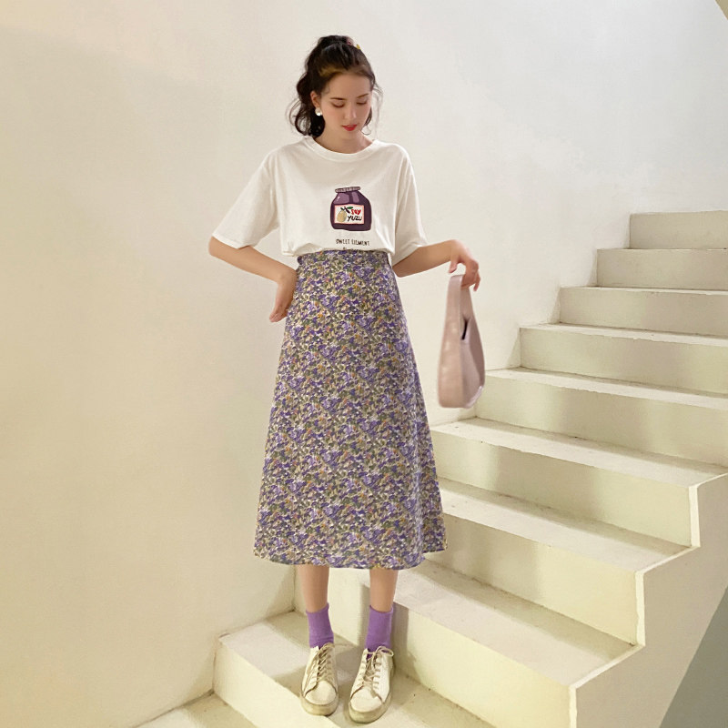 毛菇小象碎花a字女2020夏半身裙 毛菇小象半身裙