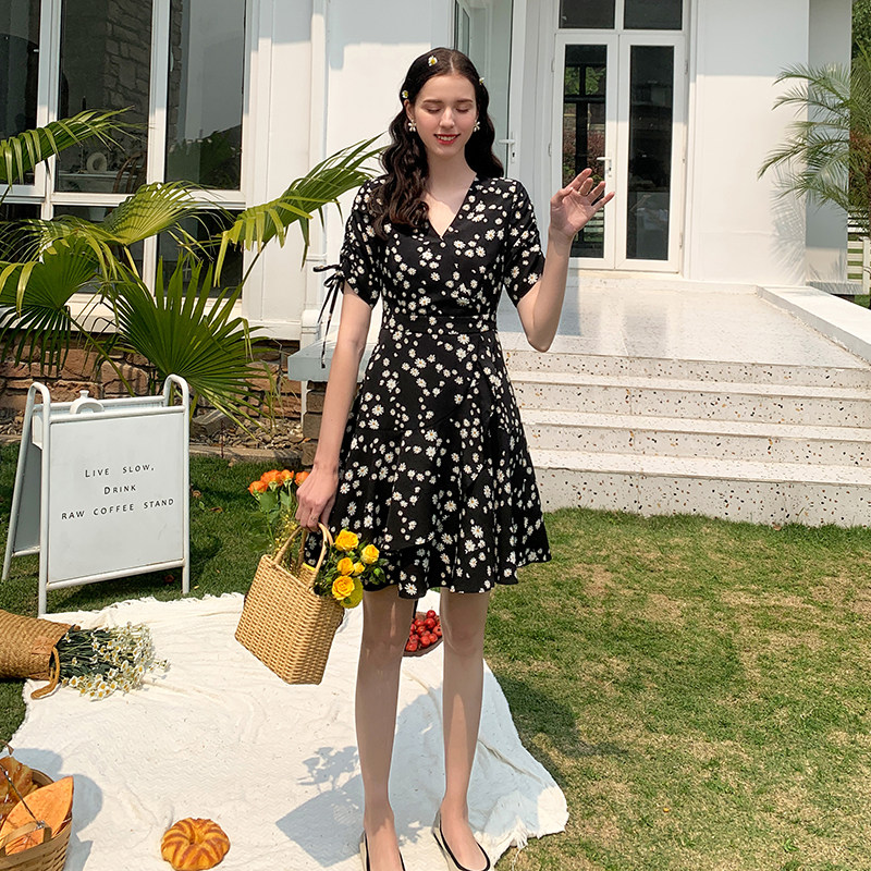 毛菇小象小雏菊雪纺2020女碎花裙子 毛菇小象连衣裙