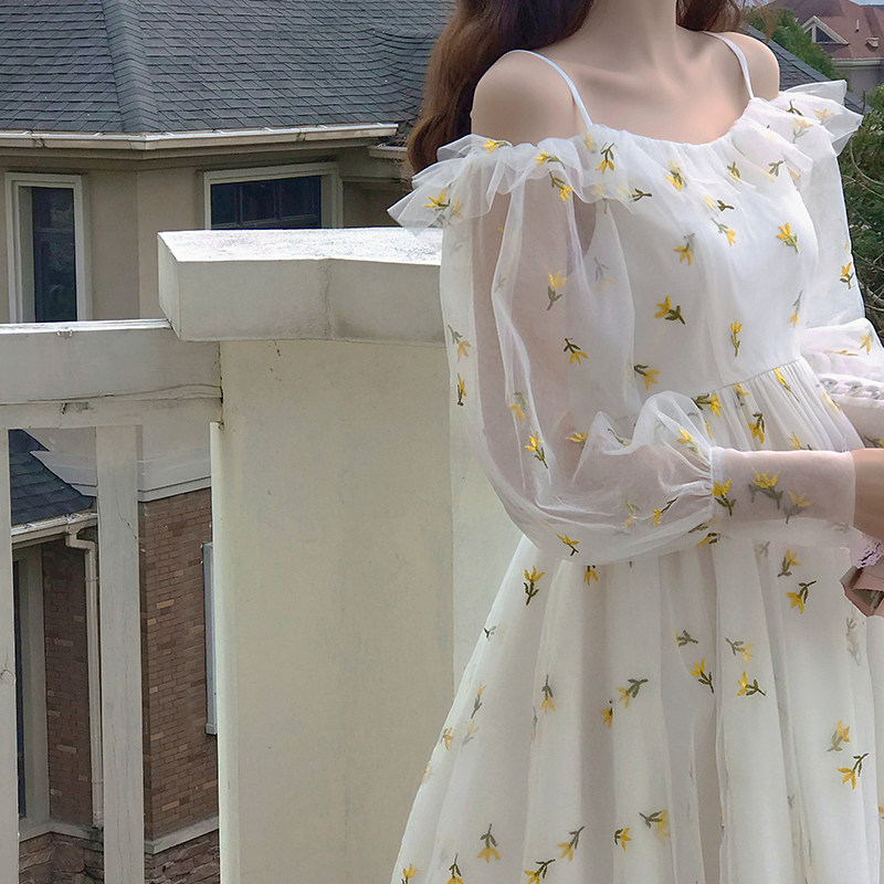 毛菇小象超仙气质连衣裙女2020蓬裙 毛菇小象连衣裙