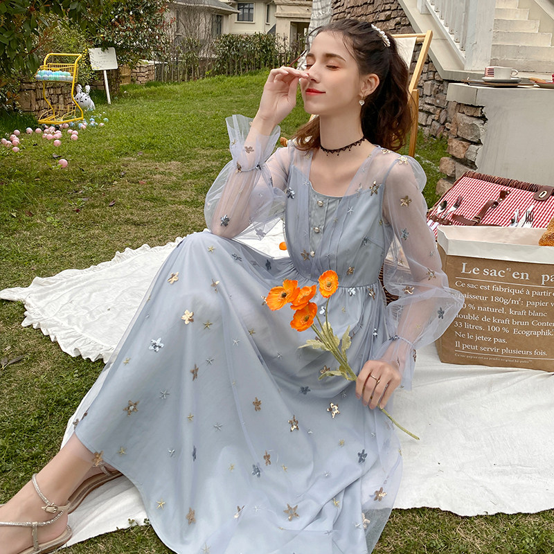 毛菇小象中长款吊带女2020夏连衣裙 毛菇小象连衣裙