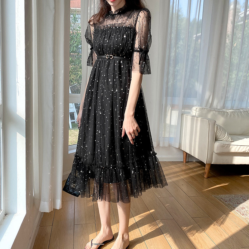 毛菇小象甜美少女网纱女2020连衣裙 毛菇小象连衣裙