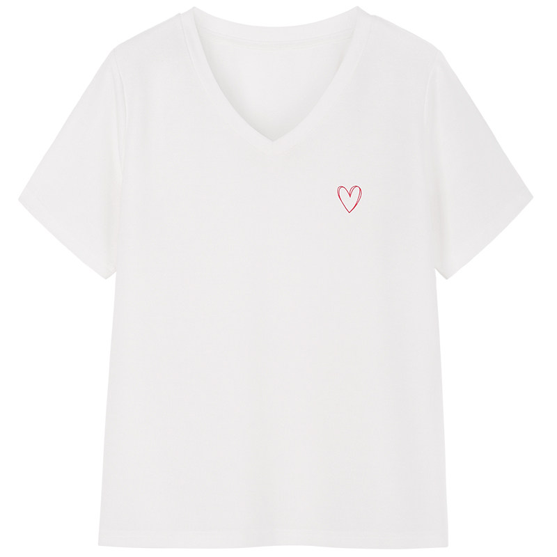 毛菇小象自带瘦脸功能女2020 v领t恤 毛菇小象T恤