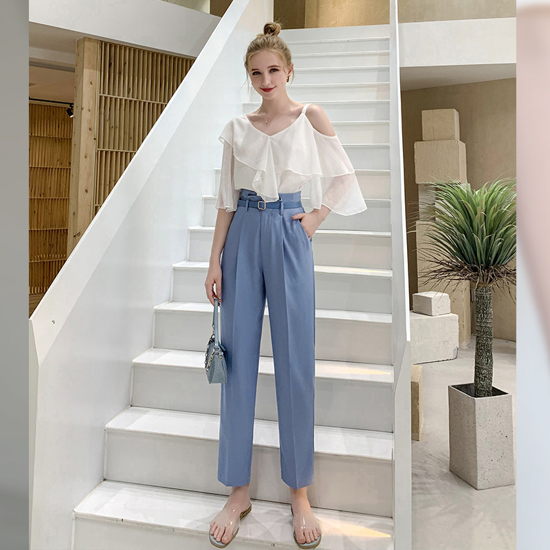 毛菇小象2020夏季新款高腰休闲裤 毛菇小象休闲裤