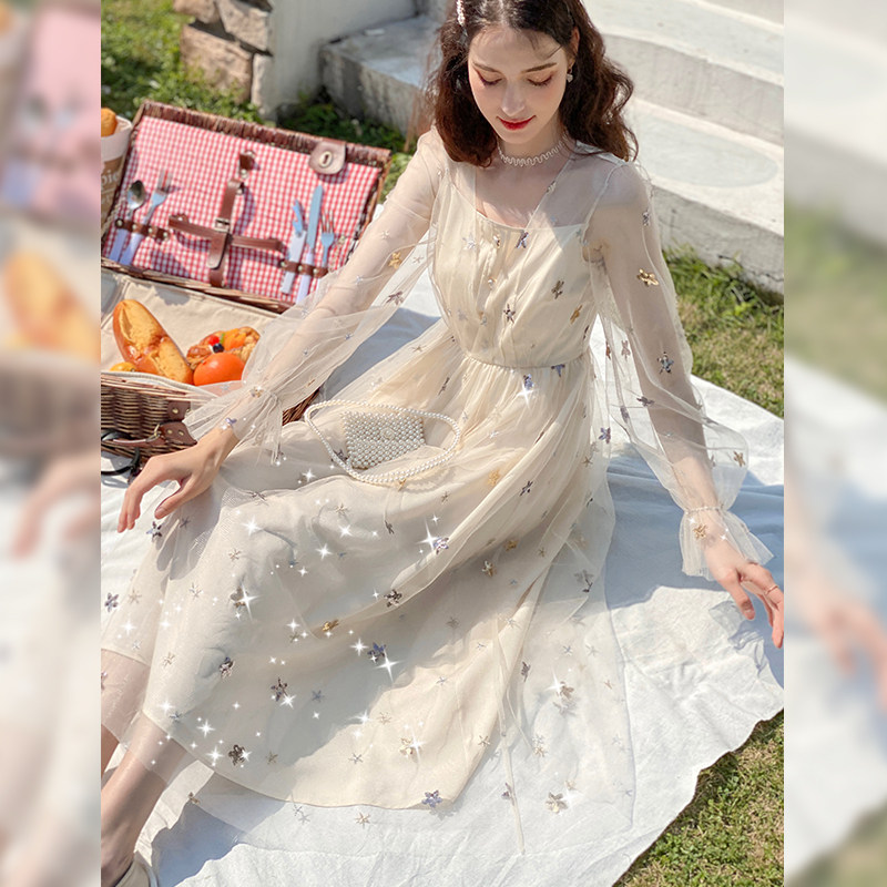 毛菇小象中长款吊带女2020夏连衣裙 毛菇小象连衣裙