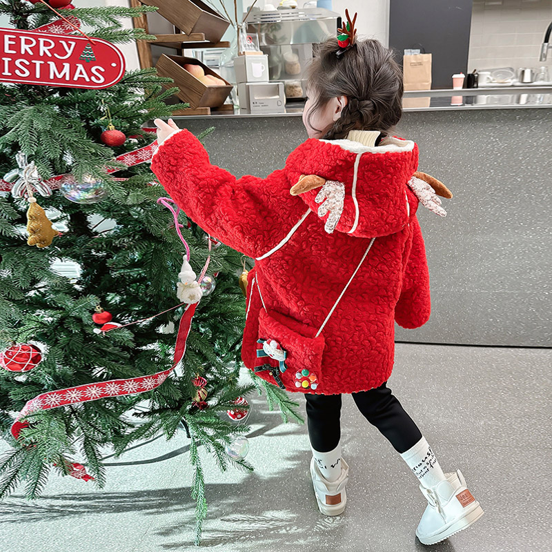 拜年服女童冬装外套加厚女宝宝过年服冬季儿童新年装龙年女孩大衣