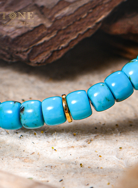 普琳丝珠宝级湖北十堰老矿水草花绿松石金片算盘珠手链串S925男女