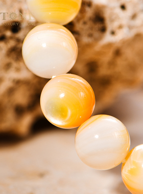 天然白贝母手串正品黄色玉石粉贝珍珠手链小众水晶饰品女款普琳丝