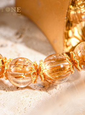 金发晶手串天然猫眼钛晶手链男女板钛满发黄水晶设计款配饰普琳丝