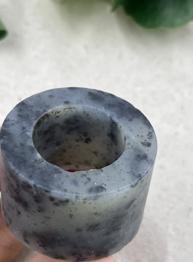 新疆和田玉青花籽水墨画扳指边角料内径22戒指圆圈指环玉石料包邮