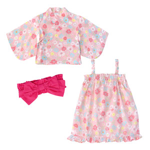 Augelute夏日儿童二件式和服洋裝+腰帶 日系女童套装22011