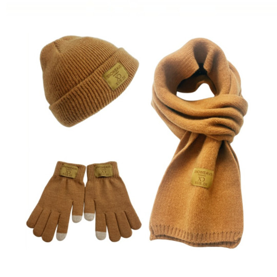 冬季帽子围巾手套三件套装羊毛保暖男童女童大童青少年12中学生15