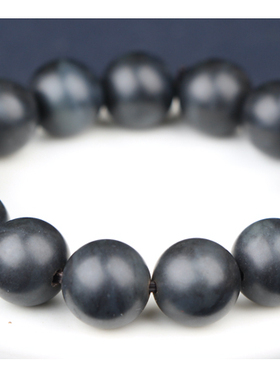 梵峙圆珠手串14mm和田玉籽料墨玉