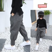 Girl Spring Dress Pants Integrated Suede Kharen Pants Girl Trendy Ocean Gas Winter Children Plus Suede Pants Big Child Long Pants