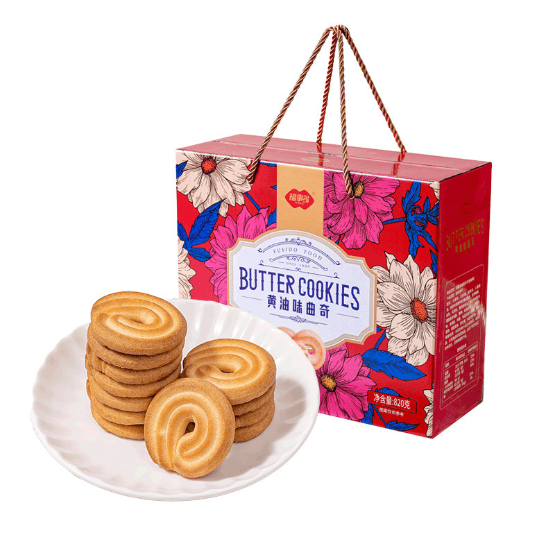 福事多曲奇礼盒饼干大礼包黄油味解馋零食 820g*1箱-CN,淘宝优惠券,粉丝福利购,淘宝优惠卷
