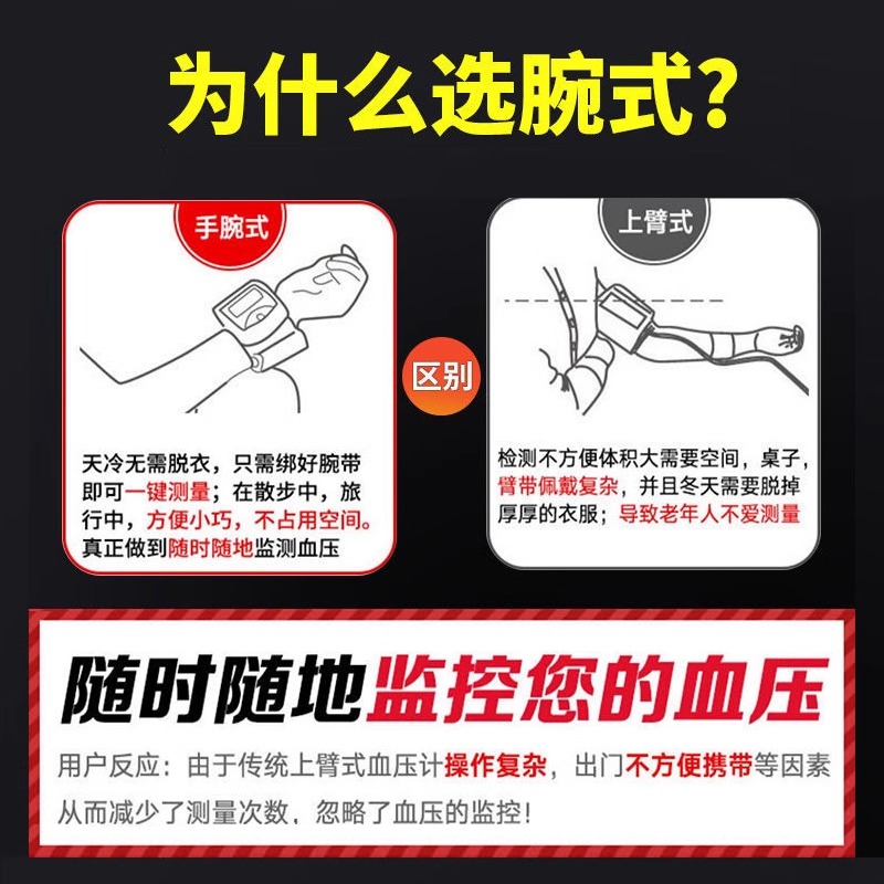 修正血压测量仪手腕式血压计高精准家用医用手环血压表血糖仪套装