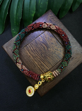 纯手工编织回纹手镯暗黑配色主绳手围定制立体回纹设计配色经典