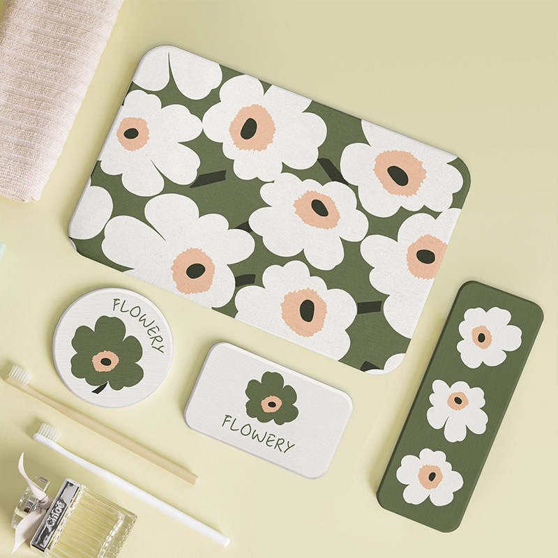 Bathroom floor mat hard diatom mud absorbent mat bathroom door non-slip foot mat diatomaceous earth semi-circle bathroom carpet