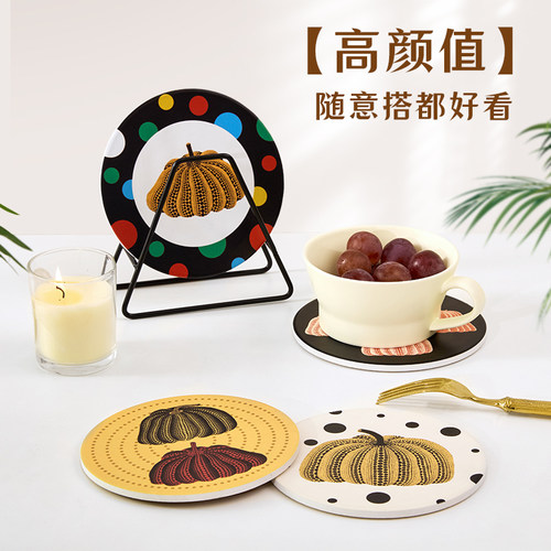 南瓜隔热垫餐桌垫高级感轻奢防烫耐高温碗垫软木茶杯垫锅垫家用 - 图1
