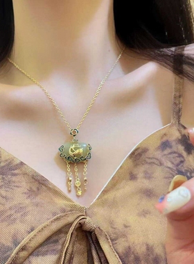 古风一鹿有你长命如意锁项链女新