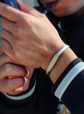 欧美风钛钢情侣切面刻字饰品手环