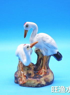 陶瓷仙鹤摆件鱼缸装饰品山水盆景