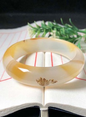 58圈口海洋玉髓手镯天然玛瑙草花