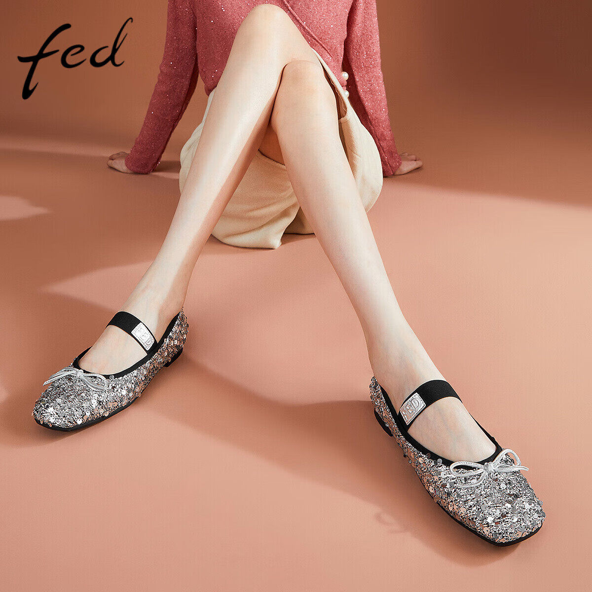 FED闪亮格力特女鞋春秋圆头低跟平底单鞋女豆豆玛丽珍芭蕾鞋女,淘宝优惠券,粉丝福利购,淘宝优惠卷