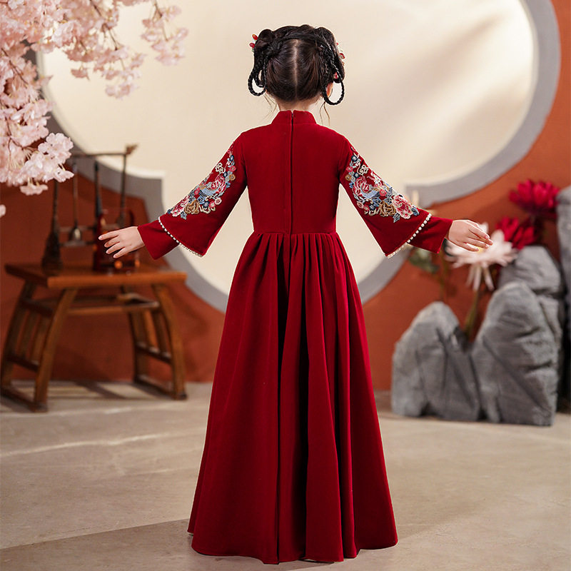 红色汉服女童秋冬款加厚冬装古风儿童新年唐装过年喜庆衣服拜年服,淘宝优惠券,粉丝福利购,淘宝优惠卷