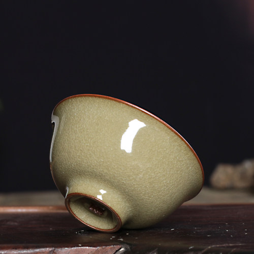 青瓷茶杯鱼籽纹主人杯单杯龙泉陶瓷冰裂百圾碎品茗杯功夫茶具茶碗 - 图0