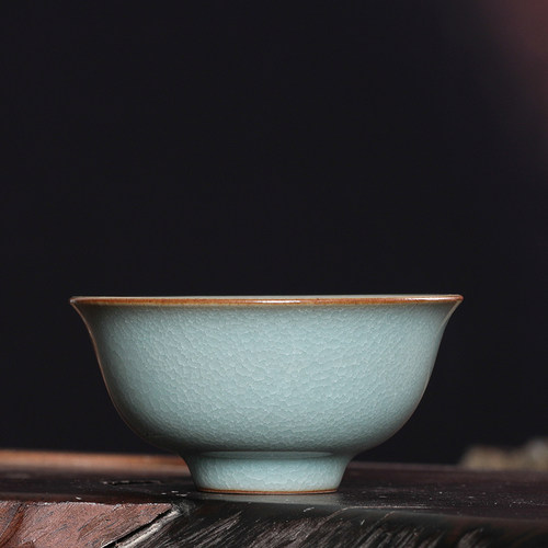 青瓷茶杯鱼籽纹主人杯单杯龙泉陶瓷冰裂百圾碎品茗杯功夫茶具茶碗 - 图1