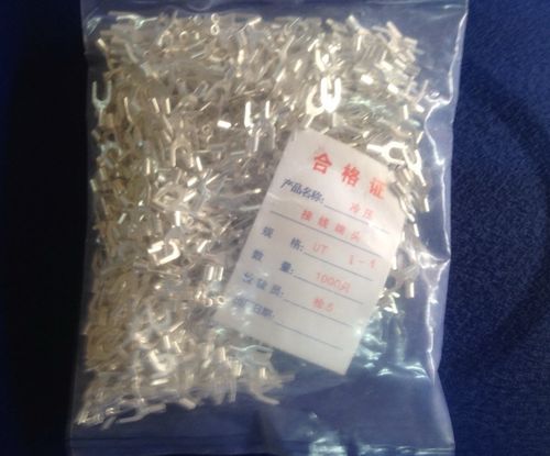 UT1.5-5冷压接线端子U型Y叉形裸端头铜线鼻子镀银线耳接头 1000只 - 图0