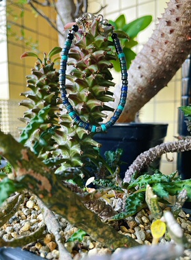 原创日系叠戴天然青金石搭配绿松石串珠手链男女款手串