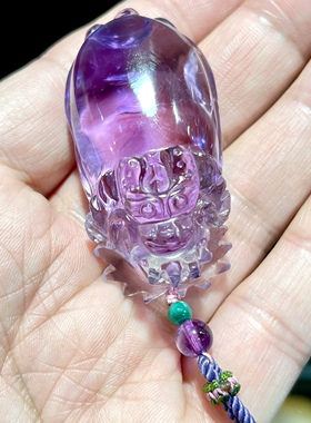 精品天然紫水晶龙龟吊坠