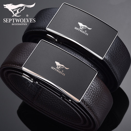 SEPTWOLVES inner buckle genuine business casual belt