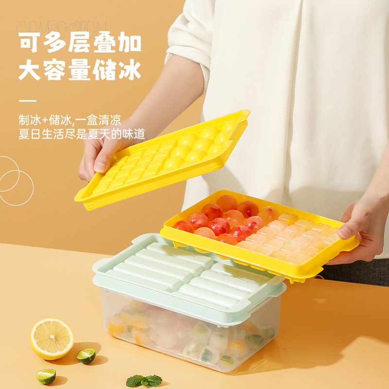 【买一送一】食品级网红冰格模具家用带盖冻冰块神器制冰块的模具-图1