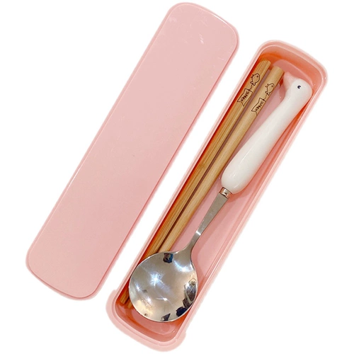 Посуда для кормления, палочки для еды для школьников, ложка из нержавеющей стали, портативный комплект, коробка для хранения