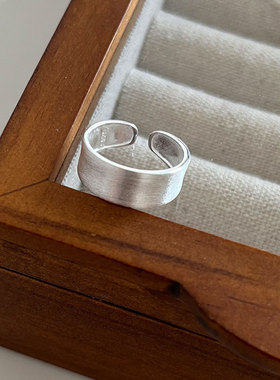 纯银磨砂面开口戒指女网红时尚