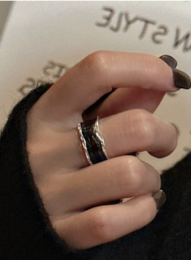 纯银小众设计感滴釉戒指女开口