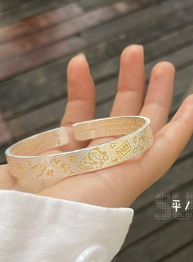 足银9999招财猫吉言开口银手镯