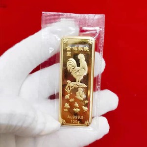 仿真金条金砖老庙生肖鸡铜镀金银行金店金条样品摆饰道具展示送礼