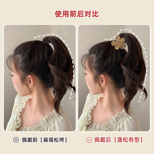 磨砂花朵抓夹高马尾爪夹固定神器后脑勺防塌发夹鲨鱼发卡夹子头饰 - 图1