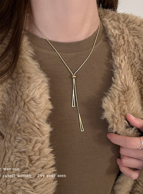 极简几何三角形流苏项链女锁骨链