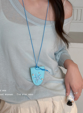 蝴蝶结海星珠珠挂脖眼镜夹项链女