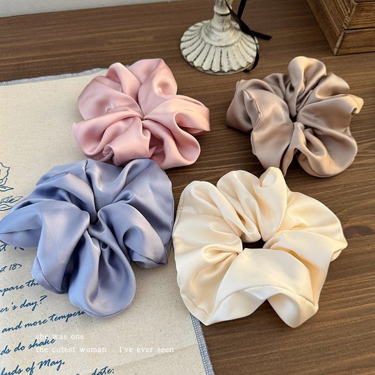 法式丝光缎面大肠发圈女头花头饰发饰2025新款皮筋扎马尾头绳发绳