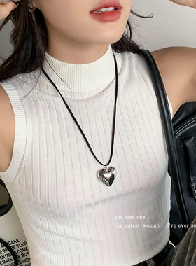 简约很色绳子爱心项链女